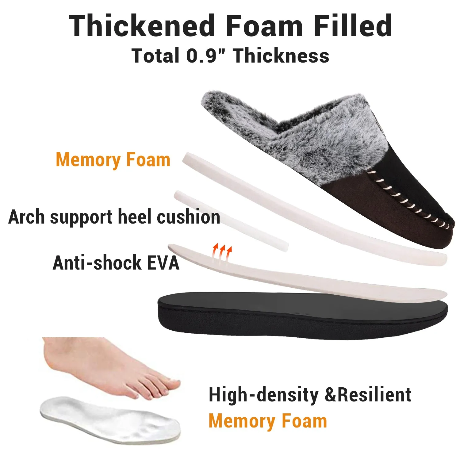 VONMAY Women's Comfy Fuzzy House Slipper Scuff Memory Foam Slip on Warm Moccasin Style Indoor Outdoor